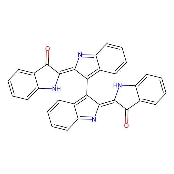 2D Structure of 2-[3-[(2E)-2-(3-oxo-1H-indol-2-ylidene)indol-3-yl]indol-2-ylidene]-1H-indol-3-one