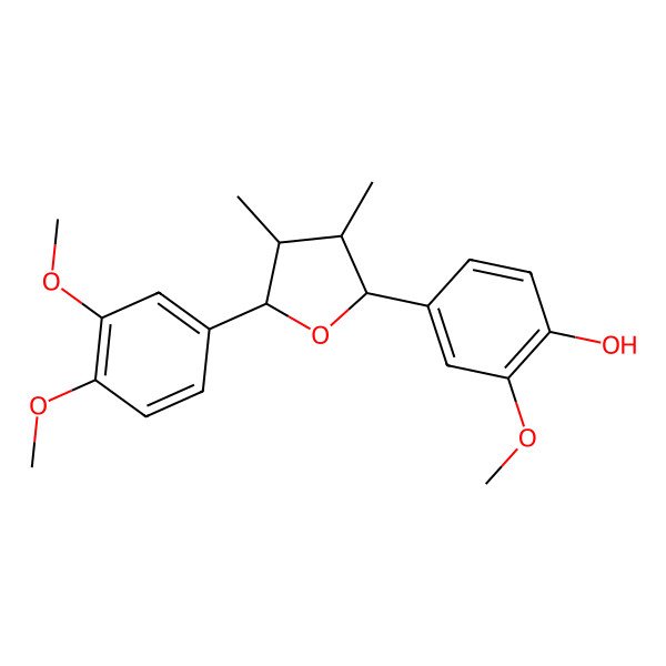 2D Structure of 2-(3-Methoxy-4-hydroxyphenyl)-5-(3,4-dimethoxyphenyl)-3,4-dimethyltetrahydrofuran