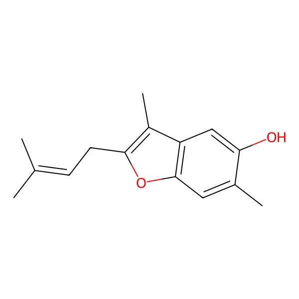 2D Structure of 3,6-Dimethyl-2-(3-methylbut-2-enyl)-1-benzofuran-5-ol