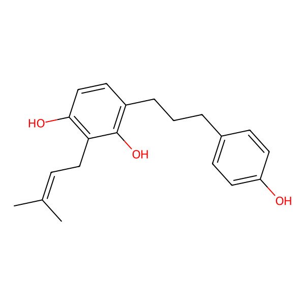 2D Structure of 1-(2,4-Dihydroxy-3-Prenylphenyl)-3-(4-Hydroxyphenyl)Propane