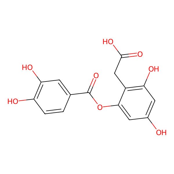2D Structure of 2-(3,4-Dihydroxybenzoyloxy)-4,6-dihydroxyphenylacetic acid