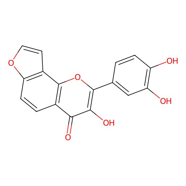 2D Structure of 2-(3,4-Dihydroxyphenyl)-3-hydroxyfuro[2,3-h]chromen-4-one