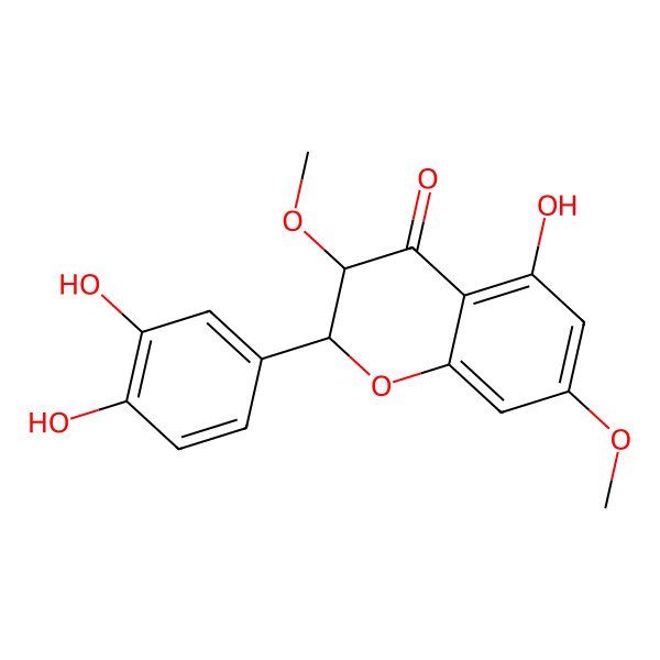 2D Structure of 2-(3,4-Dihydroxyphenyl)-5-hydroxy-3,7-dimethoxy-2,3-dihydrochromen-4-one
