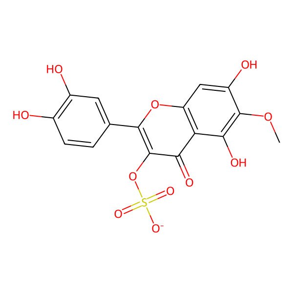 2D Structure of [2-(3,4-Dihydroxyphenyl)-5,7-dihydroxy-6-methoxy-4-oxochromen-3-yl] sulfate