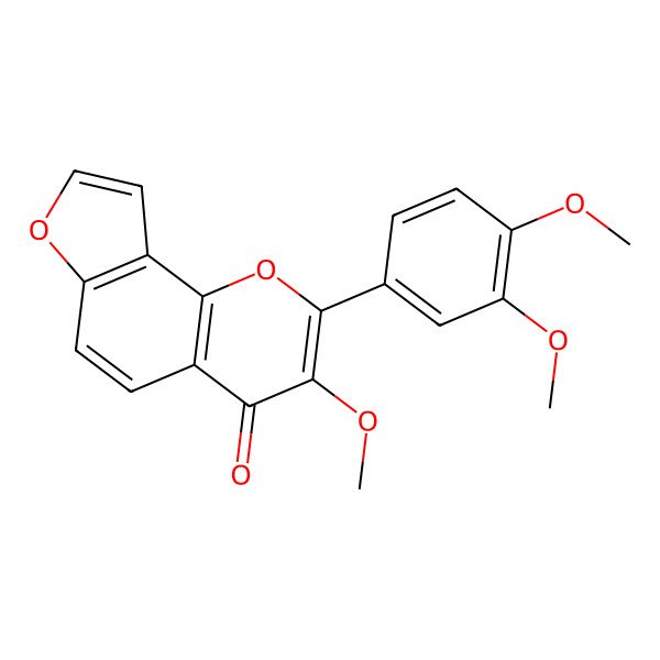 2D Structure of 2-(3,4-Dimethoxyphenyl)-3-methoxyfuro[2,3-h]chromen-4-one
