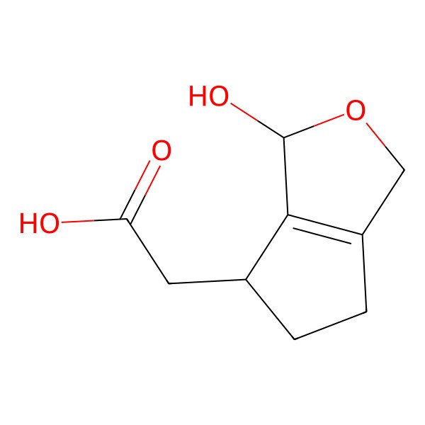 2D Structure of 2-[(3S,4S)-3-hydroxy-3,4,5,6-tetrahydro-1H-cyclopenta[c]furan-4-yl]acetic acid