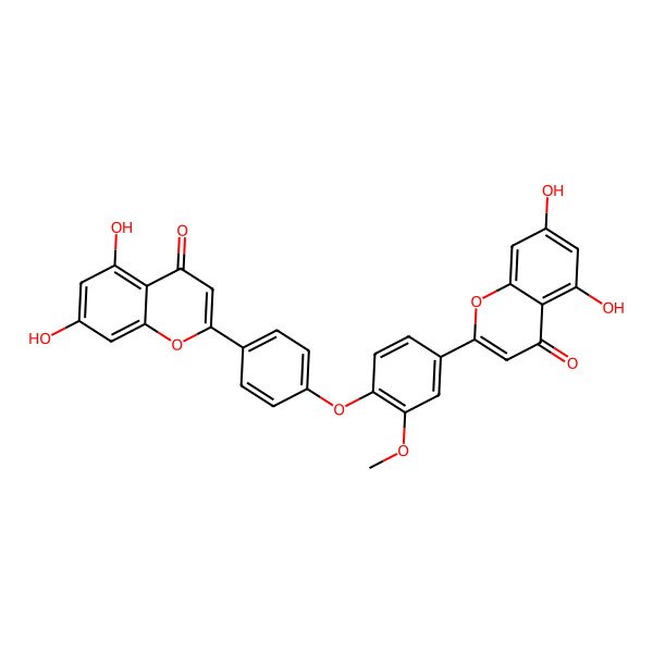 2D Structure of 2-[4-[4-(5,7-Dihydroxy-4-oxochromen-2-yl)-2-methoxyphenoxy]phenyl]-5,7-dihydroxychromen-4-one