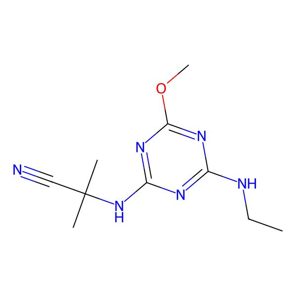 2D Structure of 2-((4-(Ethylamino)-6-methoxy-1,3,5-triazin-2-yl)amino)-2-methylpropiononitrile