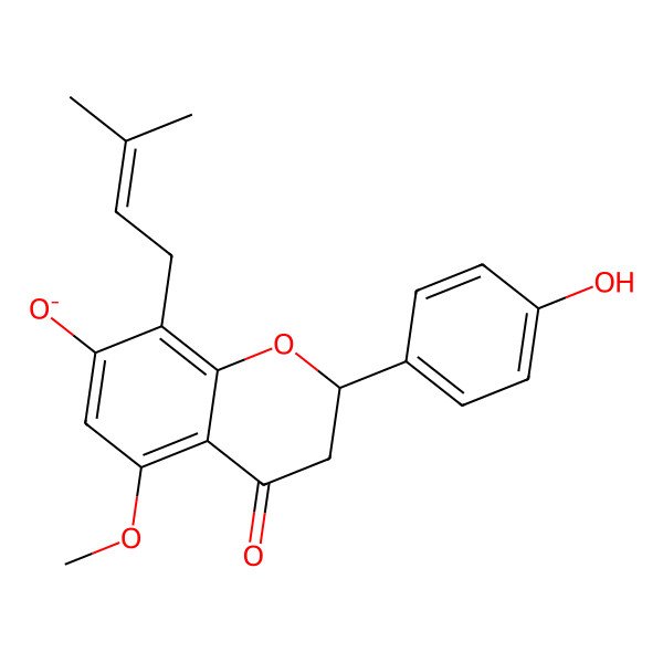 2D Structure of 2-(4-Hydroxyphenyl)-5-methoxy-8-(3-methylbut-2-enyl)-4-oxo-2,3-dihydrochromen-7-olate 2D Structure of 2-(4-Hydroxyphenyl)-5-methoxy-8-(3-methylbut-2-enyl)-4-oxo-2,3-dihydrochromen-7-olate