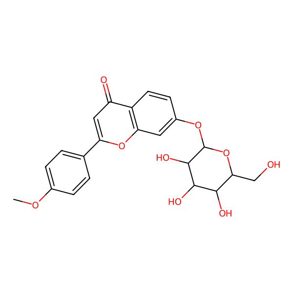 2D Structure of 2-(4-methoxyphenyl)-7-[(2S,3R,4S,5S,6R)-3,4,5-trihydroxy-6-(hydroxymethyl)oxan-2-yl]oxychromen-4-one