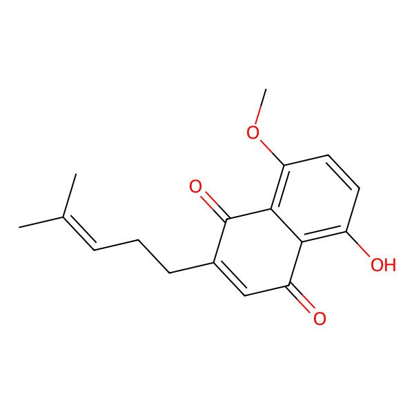 2D Structure of 5-Hydroxy-8-methoxy-2-(4-methylpent-3-enyl)naphthalene-1,4-dione 2D Structure of 5-Hydroxy-8-methoxy-2-(4-methylpent-3-enyl)naphthalene-1,4-dione