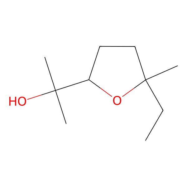 2D Structure of 2-(5-Ethyl-5-methyltetrahydrofuran-2-yl)propan-2-ol 2D Structure of 2-(5-Ethyl-5-methyltetrahydrofuran-2-yl)propan-2-ol