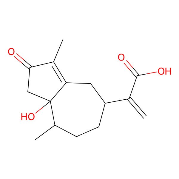 2D Structure of 2-[(5R,8S,8aR)-8a-hydroxy-3,8-dimethyl-2-oxo-1,4,5,6,7,8-hexahydroazulen-5-yl]prop-2-enoic acid