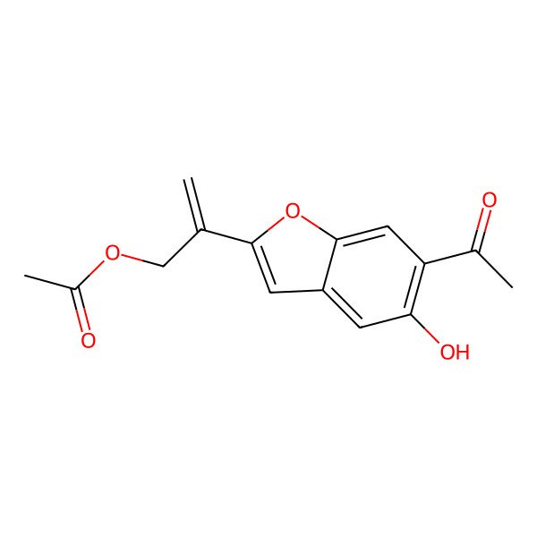 2D Structure of 2-(6-Acetyl-5-hydroxy-1-benzofuran-2-yl)prop-2-enyl acetate