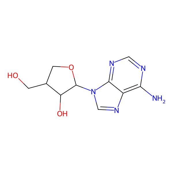 2D Structure of 2-(6-Aminopurin-9-yl)-4-(hydroxymethyl)oxolan-3-ol