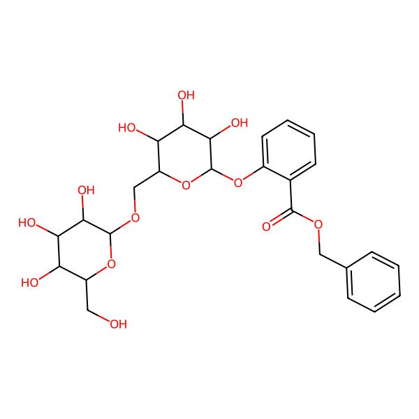 2D Structure of 2-[6-O-(beta-D-Glucopyranosyl)-beta-D-glucopyranosyloxy]benzoic acid benzyl ester