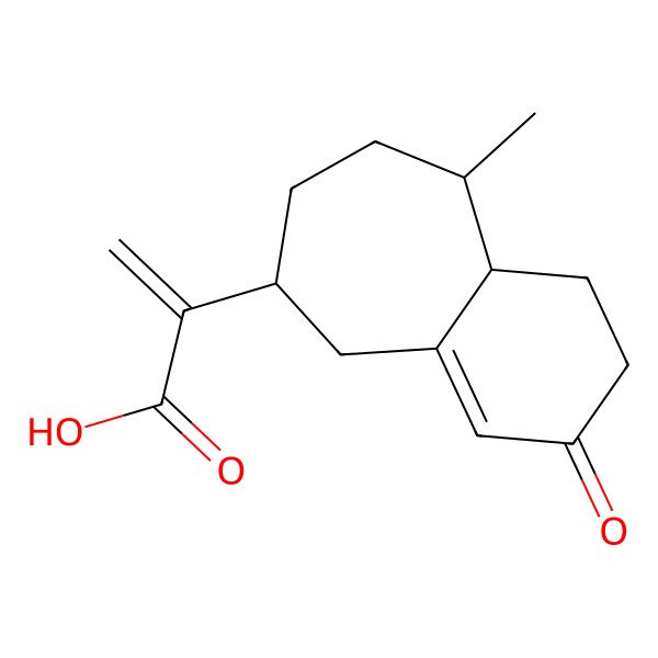 2D Structure of 2-[(6R,9S,9aR)-9-methyl-3-oxo-1,2,5,6,7,8,9,9a-octahydrobenzo[7]annulen-6-yl]prop-2-enoic acid