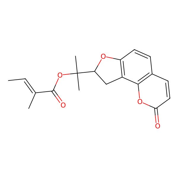 2D Structure of 2-[(8S)-2-oxo-8,9-dihydrofuro[2,3-h]chromen-8-yl]propan-2-yl (Z)-2-methylbut-2-enoate