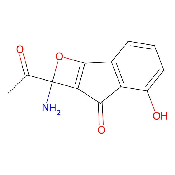 2D Structure of 2-Acetyl-2-amino-4-hydroxyindeno[1,2-b]oxet-3-one