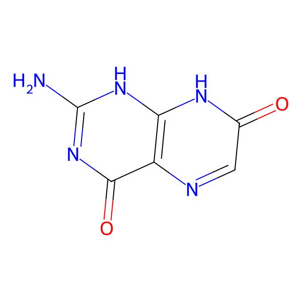 2D Structure of 2-amino-1,8-dihydropteridine-4,7-dione