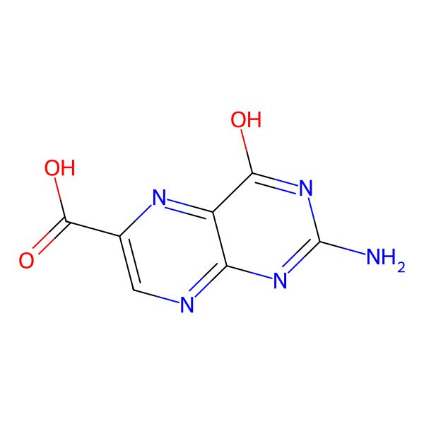 2D Structure of 2-amino-4-hydroxypteridine-6-carboxylic acid