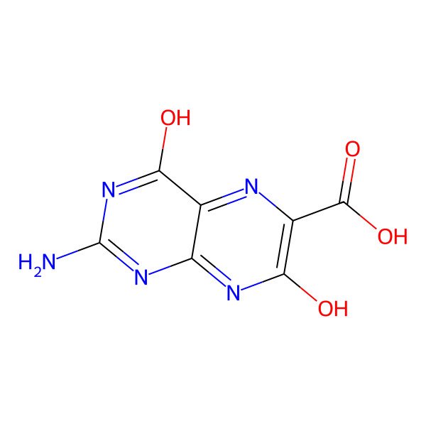 2D Structure of 2-amino-4,7-dihydroxypteridine-6-carboxylic acid