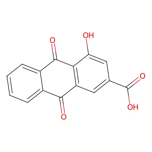 2D Structure of 2-Anthraquinonecarboxylic acid, 4-hydroxy-