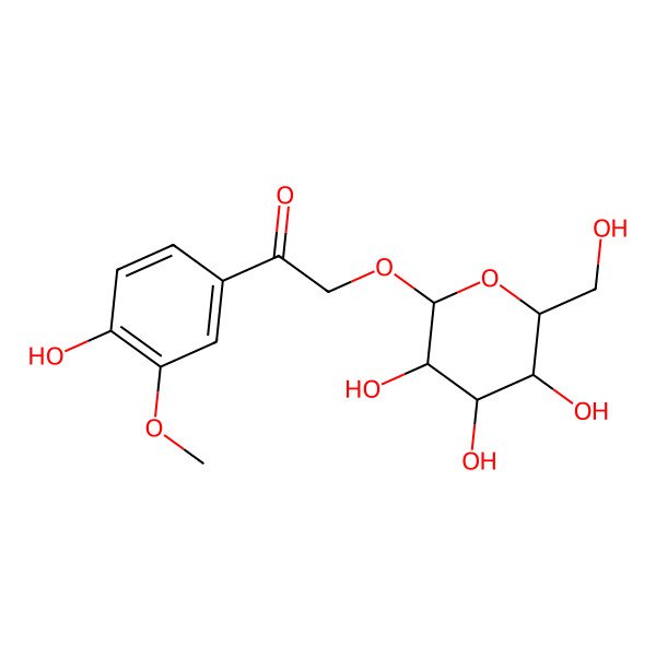 2D Structure of 2-(beta-D-Glucopyranosyloxy)-1-(4-hydroxy-3-methoxyphenyl)ethanone