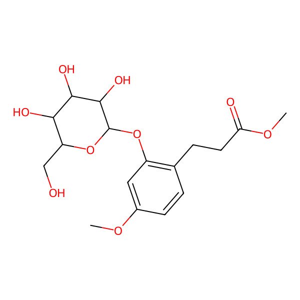 2D Structure of methyl 3-[4-methoxy-2-[(2S,3R,4S,5S,6R)-3,4,5-trihydroxy-6-(hydroxymethyl)oxan-2-yl]oxyphenyl]propanoate