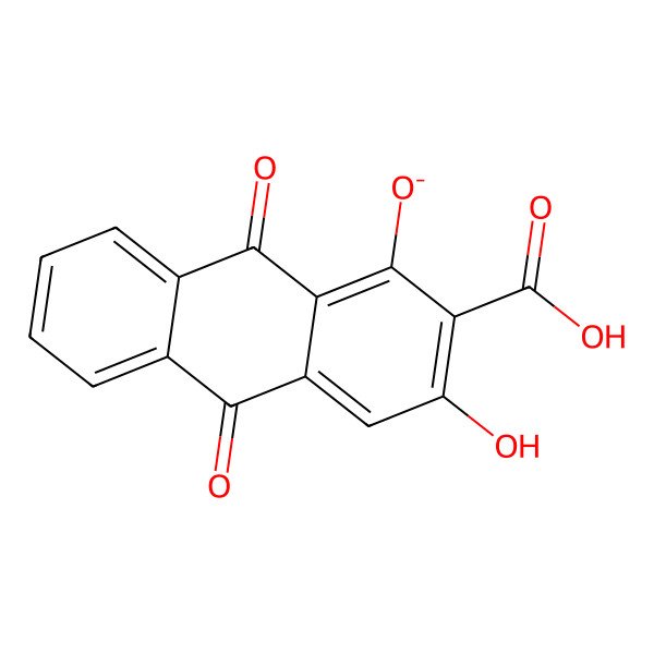 2D Structure of 2-Carboxy-3-hydroxy-9,10-dioxoanthracen-1-olate