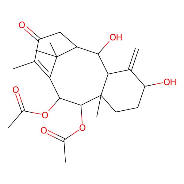 2D Structure of [(1R,2R,3R,5S,8R,9R,10R)-9-acetyloxy-2,5-dihydroxy-8,12,15,15-tetramethyl-4-methylidene-13-oxo-10-tricyclo[9.3.1.03,8]pentadec-11-enyl] acetate