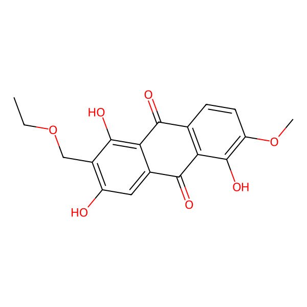 2D Structure of 2-(Ethoxymethyl)-1,3,5-trihydroxy-6-methoxyanthracene-9,10-dione