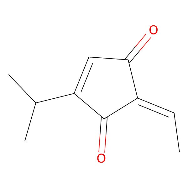 2D Structure of (2E)-2-ethylidene-4-propan-2-ylcyclopent-4-ene-1,3-dione