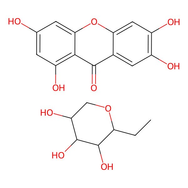 2D Structure of 2-ethyloxane-3,4,5-triol;1,3,6,7-tetrahydroxyxanthen-9-one