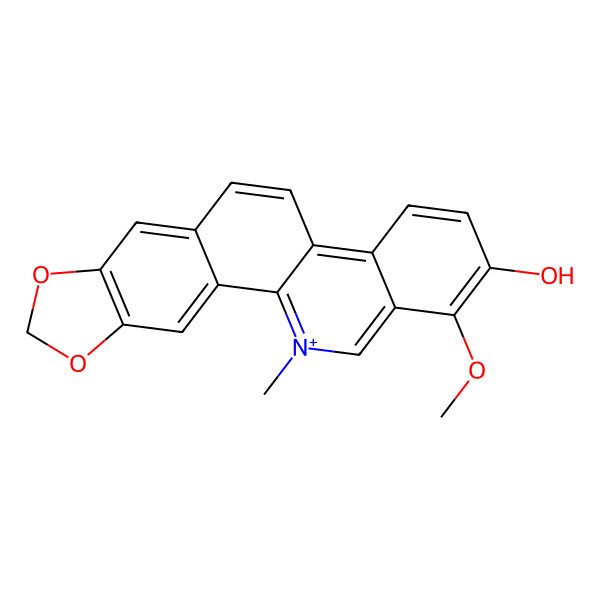 2D Structure of 2-Hydroxy-1-methoxy-12-methyl[1,3]benzodioxolo[5,6-c]phenanthridine-12-ium