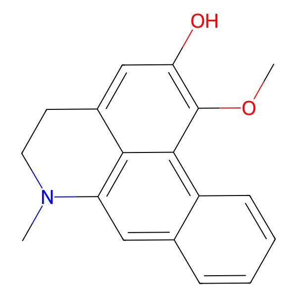 2D Structure of 2-Hydroxy-1-methoxy-6a,7-dehydroaporphine