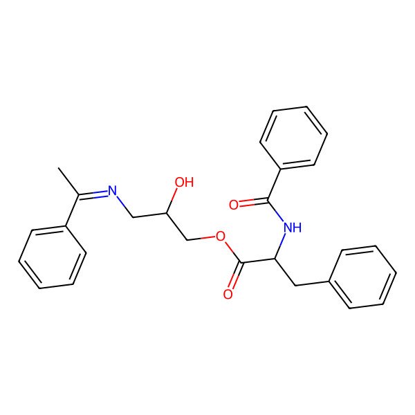 2D Structure of [2-Hydroxy-3-(1-phenylethylideneamino)propyl] 2-benzamido-3-phenylpropanoate