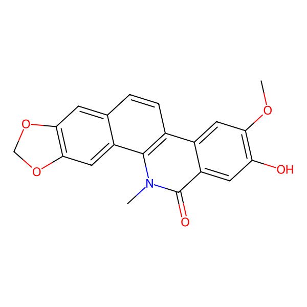 2D Structure of 2-Hydroxy-3-methoxy-12-methyl-12h-[1,3]dioxolo [4',5':4,5]benzo[1,2-c]-phenanthridin-13-one