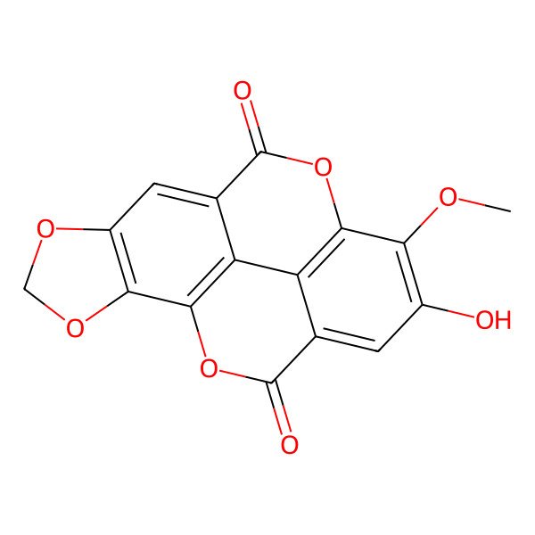 2D Structure of 2-Hydroxy-3-methoxy-7,8-methylenedioxy-4,9-dioxapyrene-5,10-dione