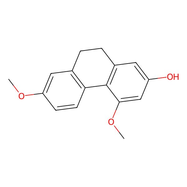 2D Structure of 2-Hydroxy4,7-dimethoxy-9,10-dihydrophenanthrene