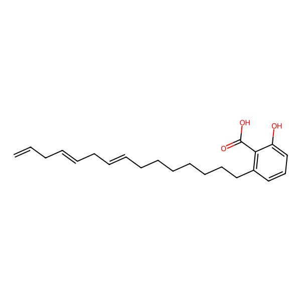 2D Structure of 2-hydroxy-6-[(8Z,11Z)-pentadeca-8,11,14-trienyl]benzoic acid
