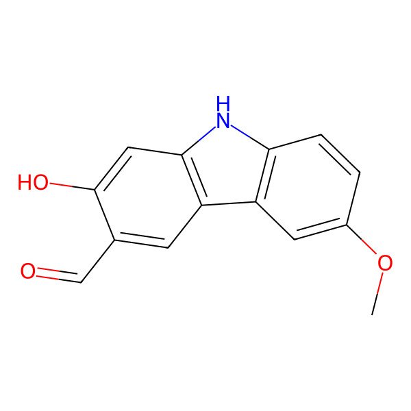 2D Structure of 2-hydroxy-6-methoxy-9H-carbazole-3-carbaldehyde