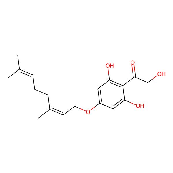 2D Structure of 1-[4-[(2E)-3,7-dimethylocta-2,6-dienoxy]-2,6-dihydroxyphenyl]-2-hydroxyethanone