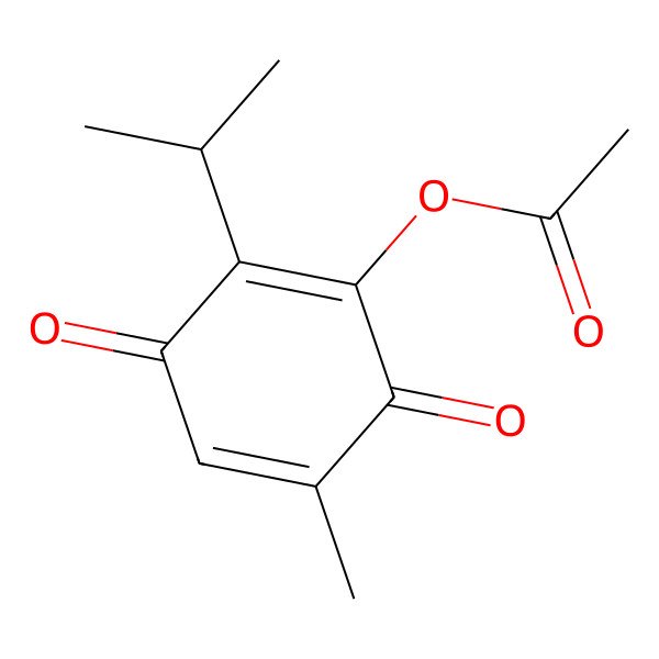 2D Structure of (5-Methyl-3,6-dioxo-2-propan-2-ylcyclohexa-1,4-dien-1-yl) acetate
