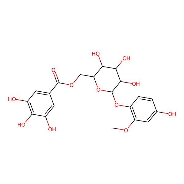 2D Structure of 2-Methoxy-4-hydroxyphenyl 6-O-(3,4,5-trihydroxybenzoyl)-beta-D-glucopyranoside