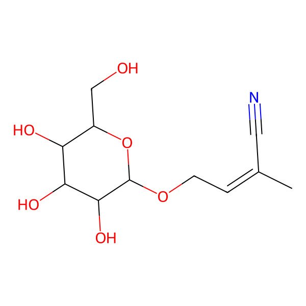 2D Structure of (E)-2-methyl-4-[(2R,3R,4S,5S,6R)-3,4,5-trihydroxy-6-(hydroxymethyl)oxan-2-yl]oxybut-2-enenitrile