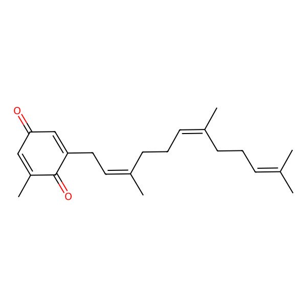 2D Structure of 2-Methyl-6-((2E,6E)-3,7,11-trimethyldodeca-2,6,10-trien-1-yl)cyclohexa-2,5-diene-1,4-dione 2D Structure of 2-Methyl-6-((2E,6E)-3,7,11-trimethyldodeca-2,6,10-trien-1-yl)cyclohexa-2,5-diene-1,4-dione