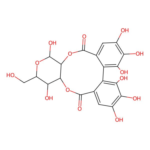 2D Structure of 2-O,3-O-[4,4',5,5',6,6'-Hexahydroxy-1,1'-biphenyl-2,2'-diylbis(carbonyl)]-beta-D-glucopyranose