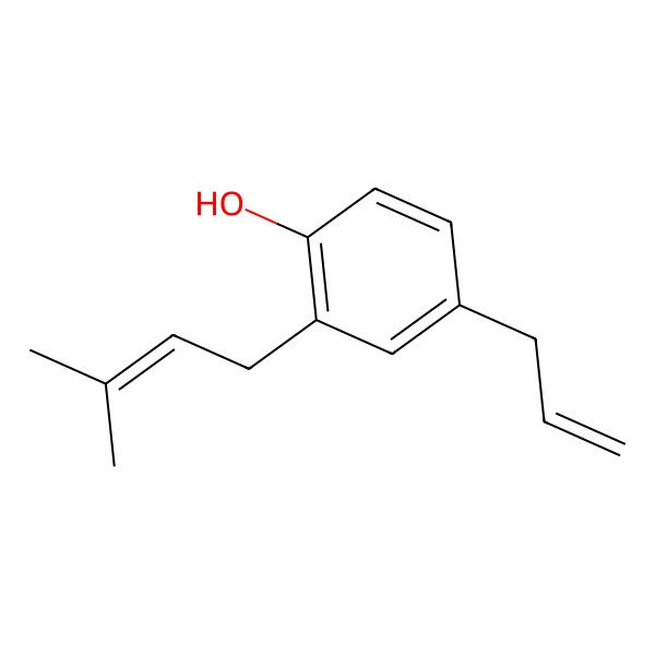 2D Structure of 4-Allyl-2-(3-methylbut-2-en-1-yl) phenol