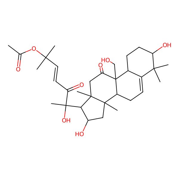 2D Structure of 19-Norlanosta-5,23-diene-11,22-dione, 25-(acetyloxy)-3,16,20-trihydroxy-9-(hydroxymethyl)-, (3beta,9beta,10alpha,16alpha,23E)-